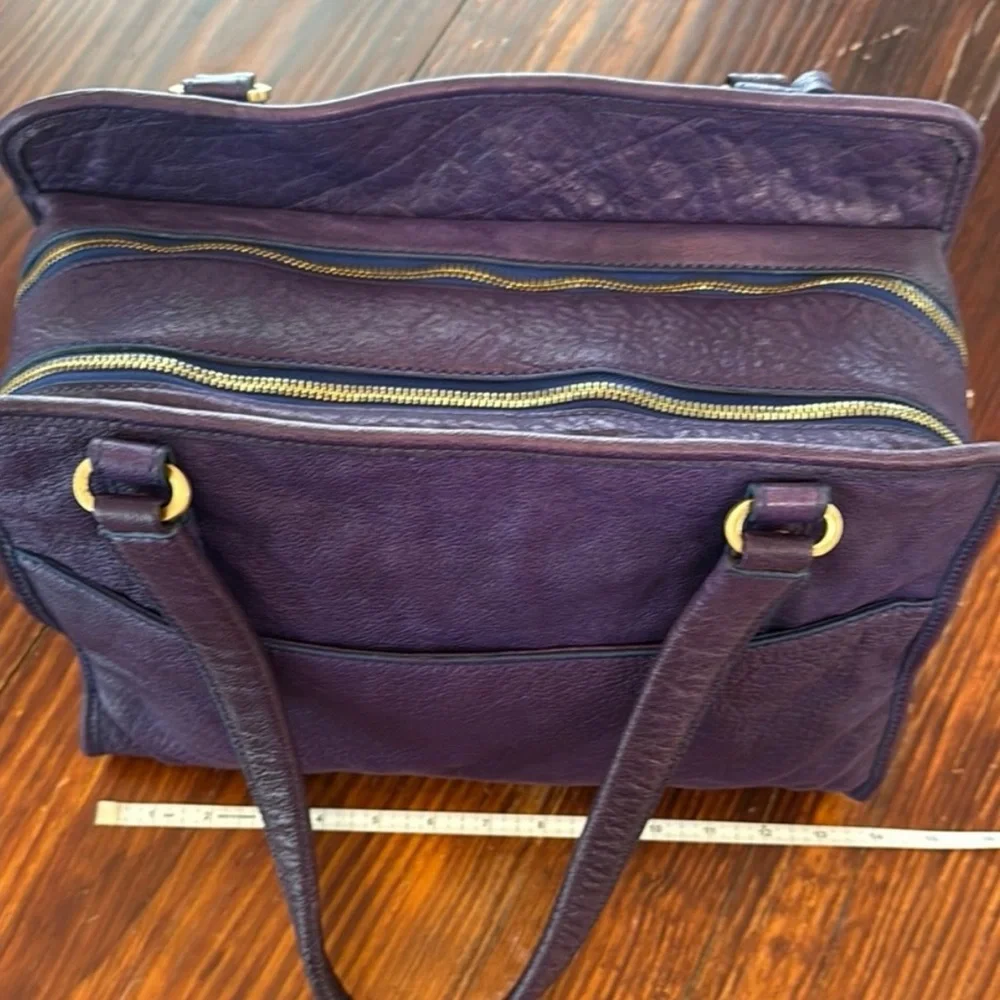 T. Tahari Purple Leather Satchel Handbag Vintage EUC